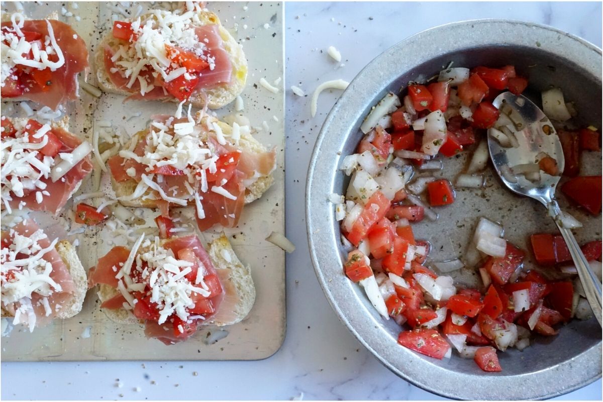 cheese on bruschetta