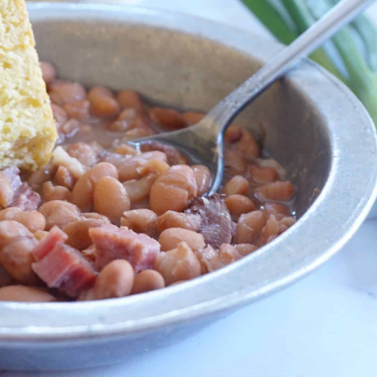 pinto soup beans with cornbread and green onion