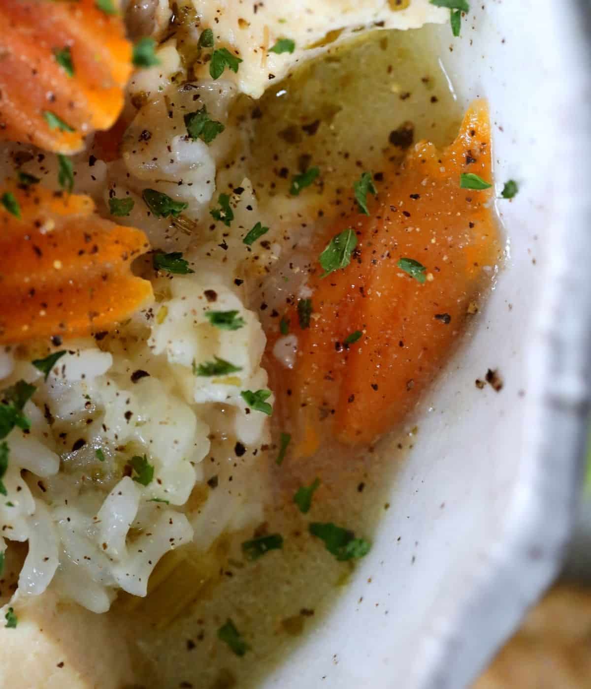 carrots chicken rice soup