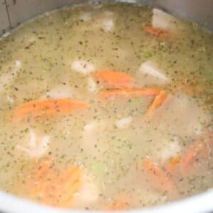 chicken broth with rice and veggies