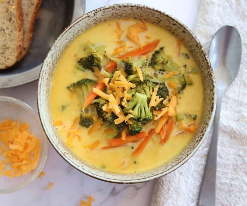 comfort food ip broccoli soup with cheddar