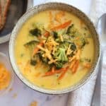 comfort food ip broccoli soup with cheddar