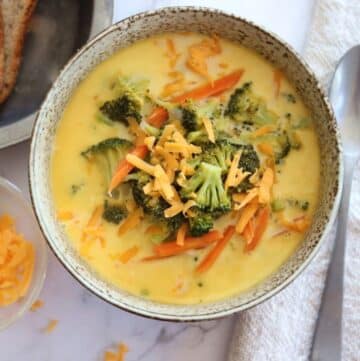 comfort food ip broccoli soup with cheddar