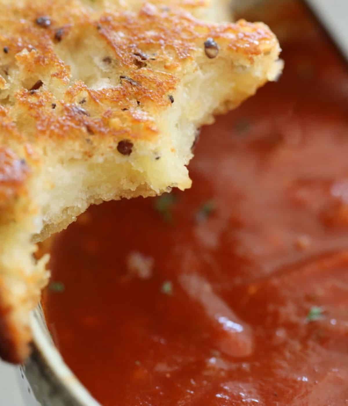 crisp grilled cheese with tomato soup