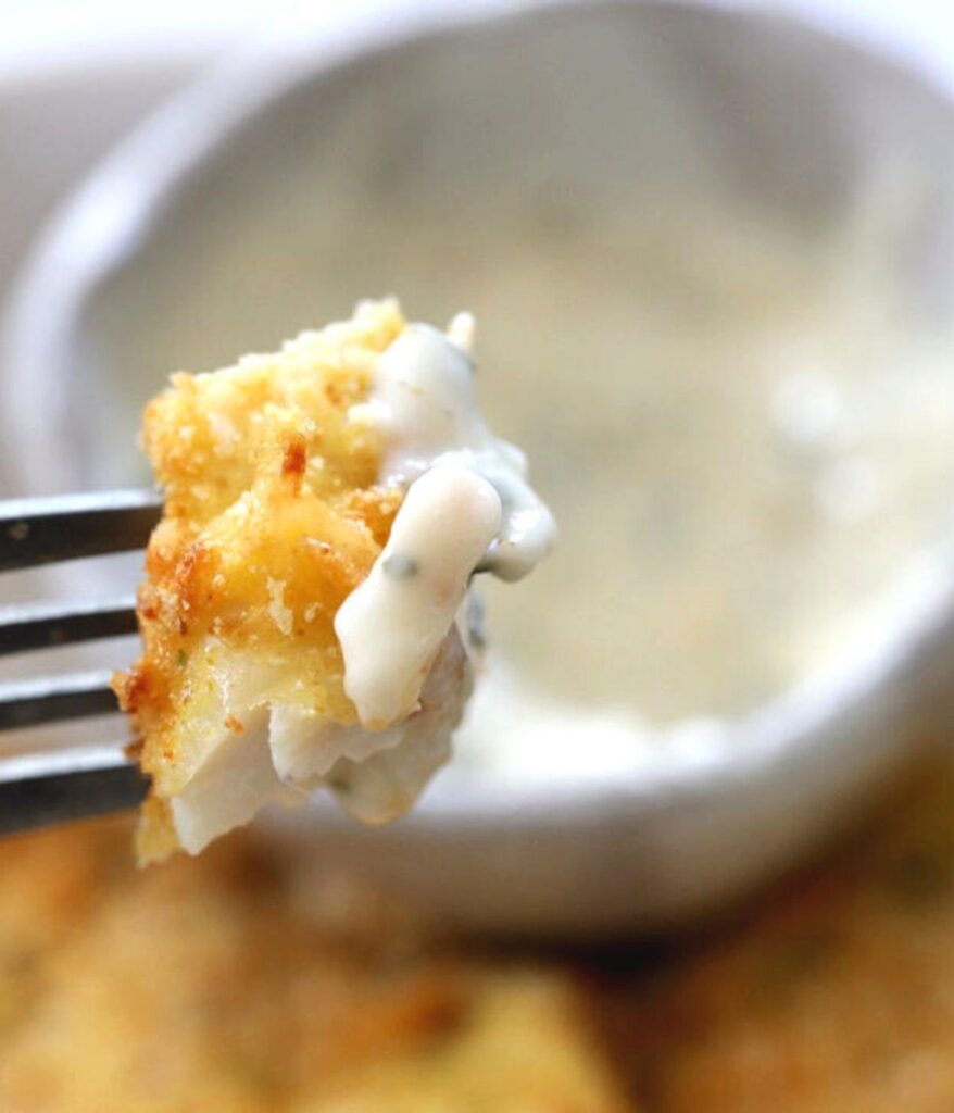 flakey tilapia with tartar sauce