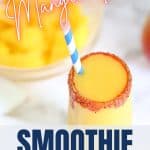 mangonada smoothie in a tall flute glass