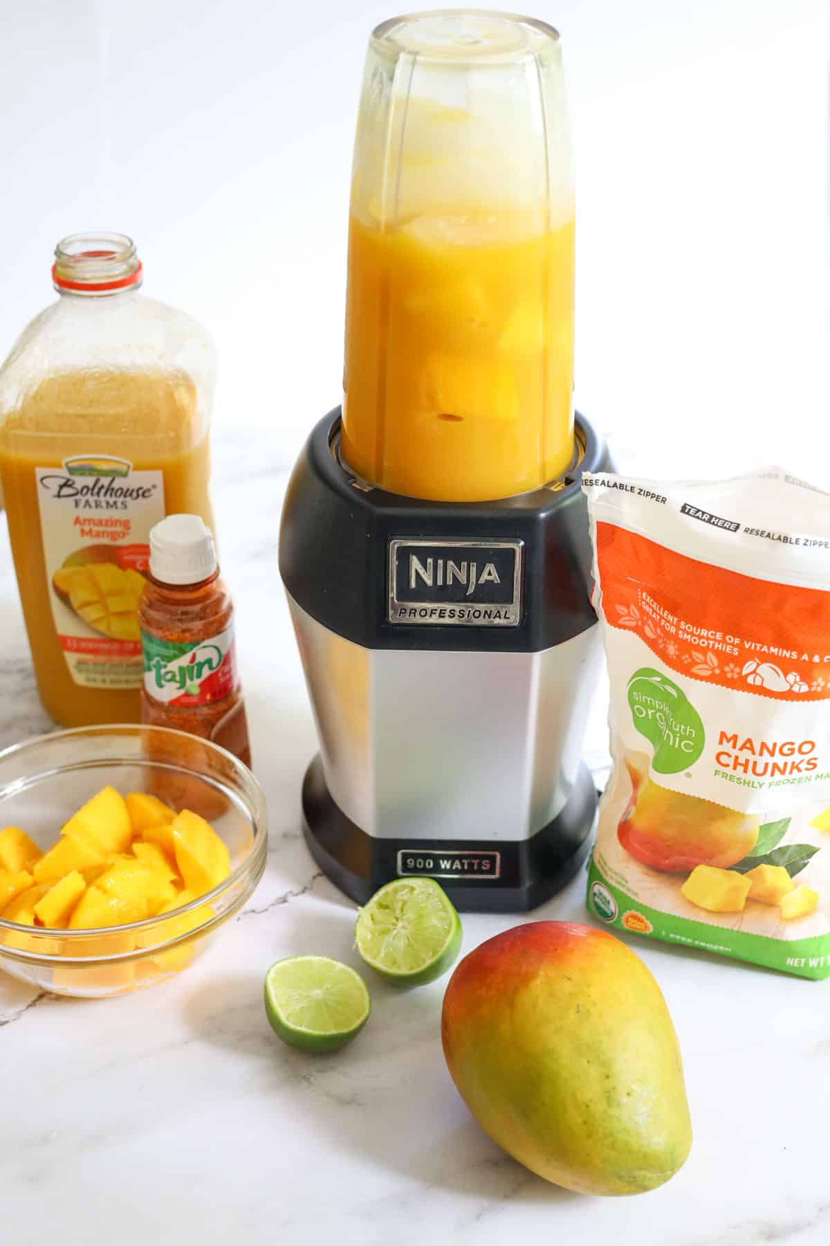 ingredients for mangonada with a blender