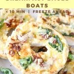 Air Fryer Bagel Boats with spinach and cheese