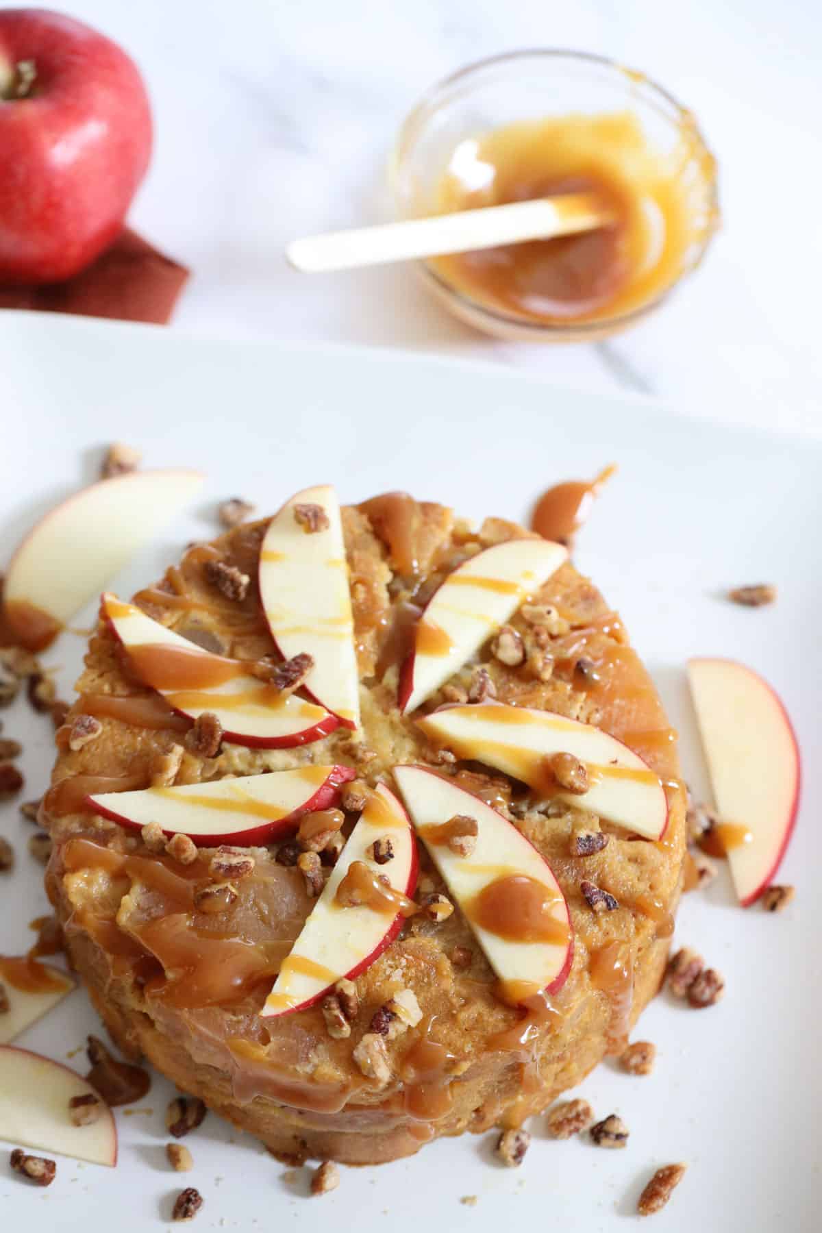 view from above apple bread pudding fresh from the instant pot