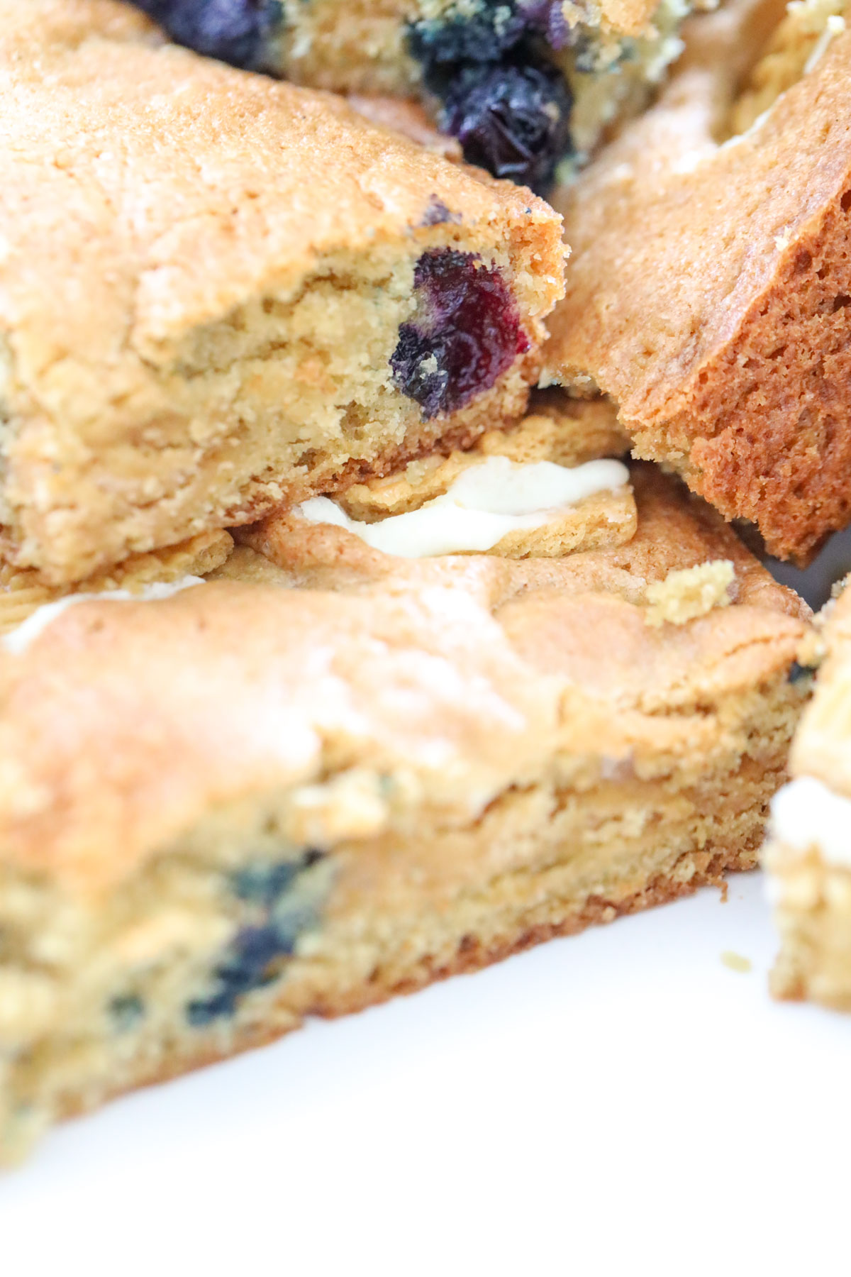 blueberries in brownie pieces