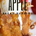 instant pot apple bread pudding with ice cream dripping down side