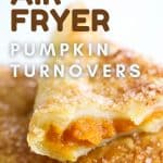 pumpkin turnover with bite taken out showing gooey inside