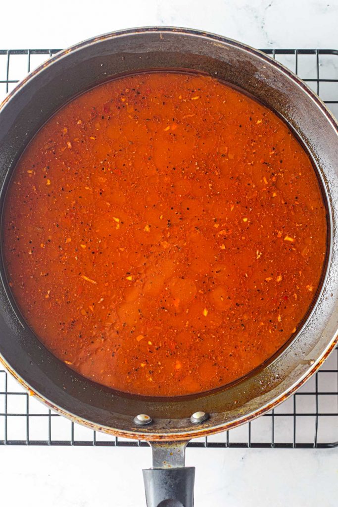 sauce in a frying pan