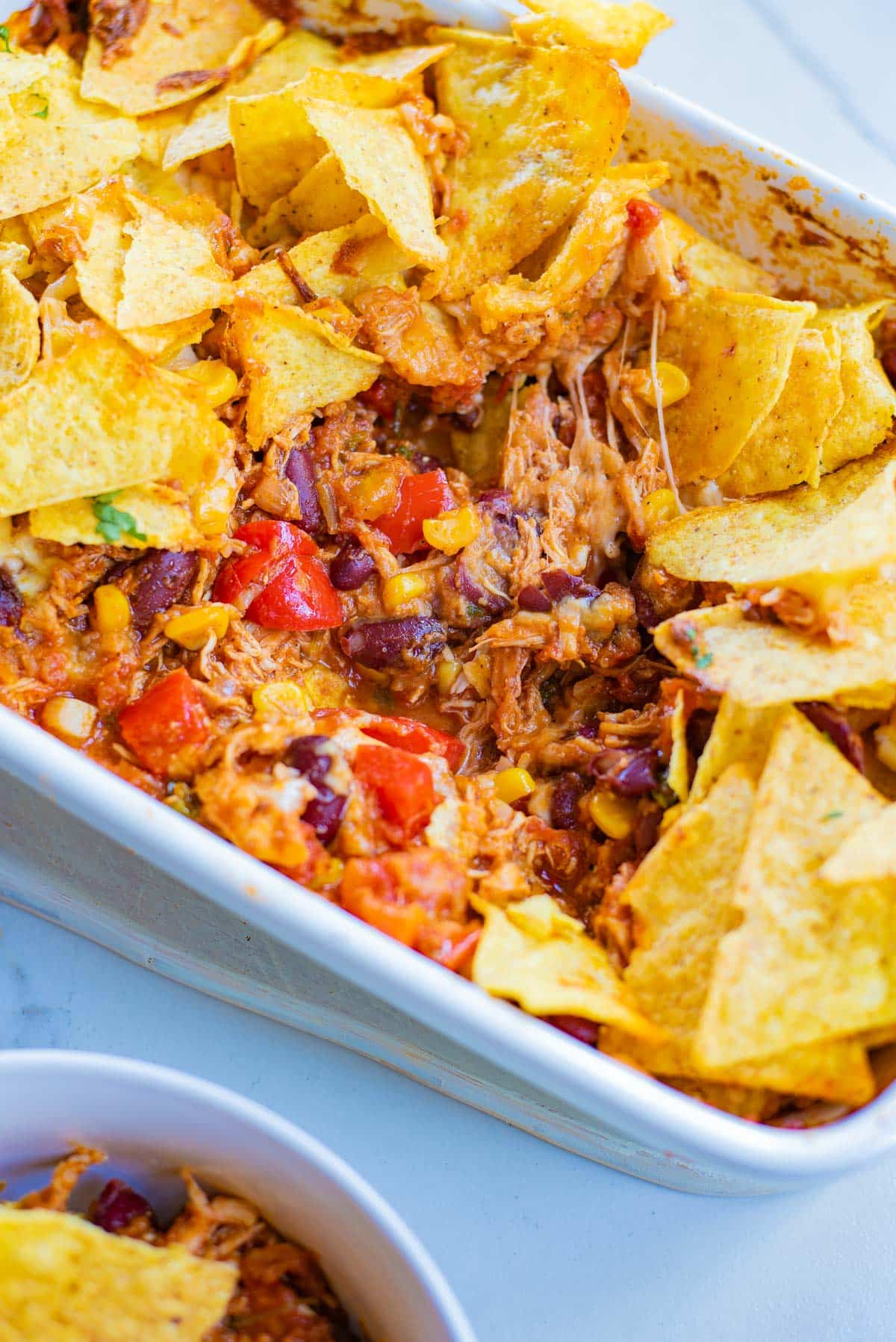 shredded chicken topped with cheesy Doritos