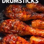 chicken drumsticks barbecued in an air fryer