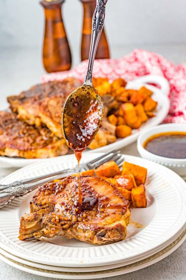 Bourbon Glazed Pork Chops - Chunky in Kentucky