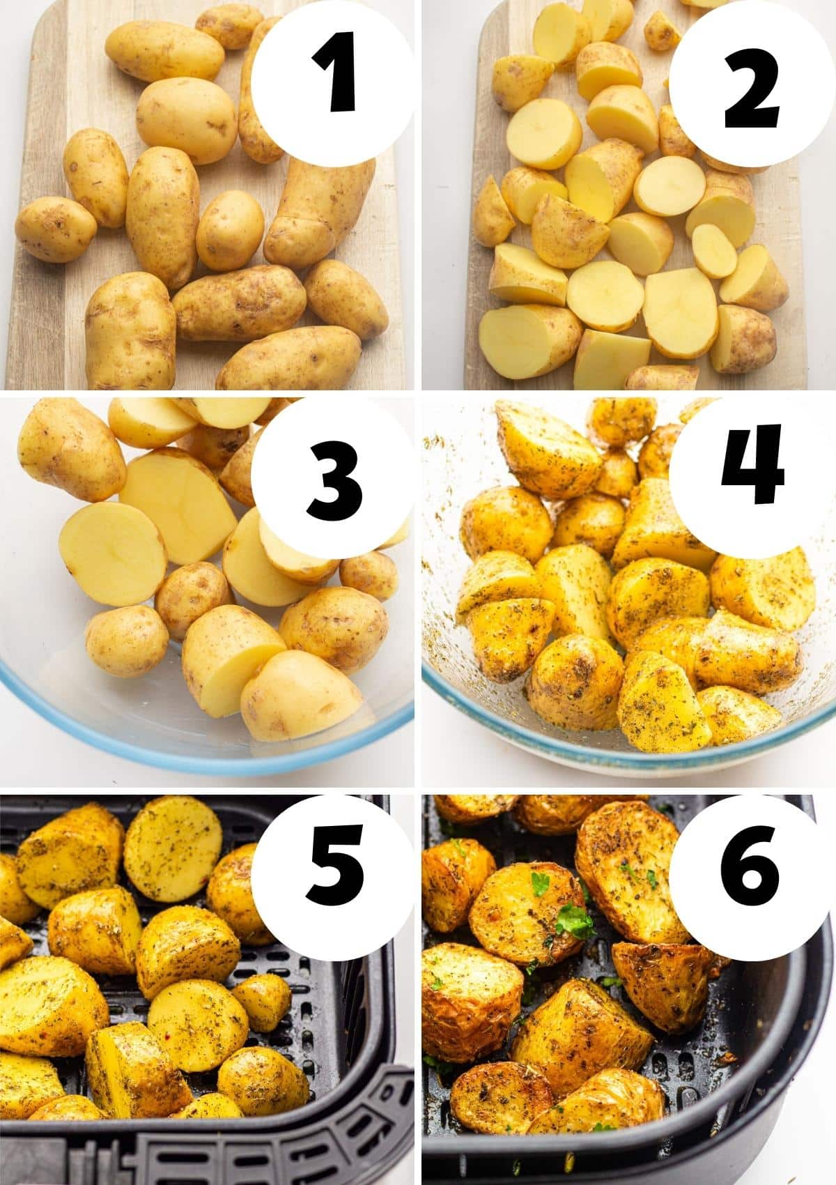 directions for crispy air fryer roasted Yukon Gold potatoes