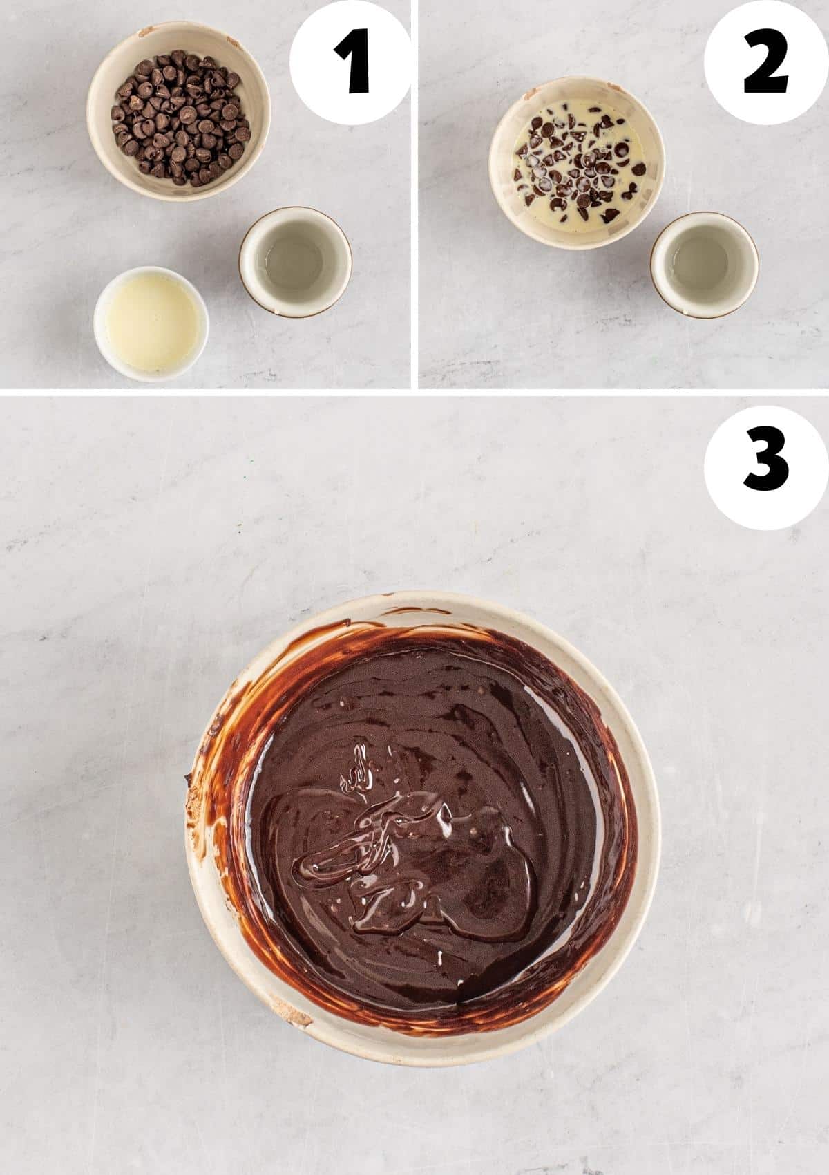 instructions for making ganache topping on chocolate chip cookie cake