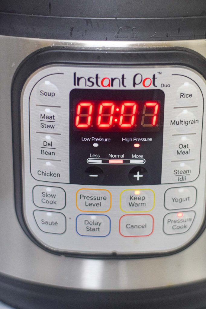 timer set on instant pot