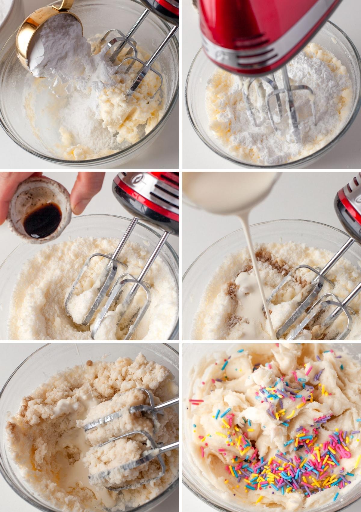 steps for making the buttercream frosting