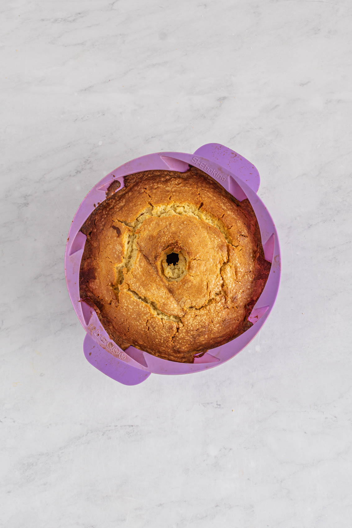 golden cake in a bundt cake pan
