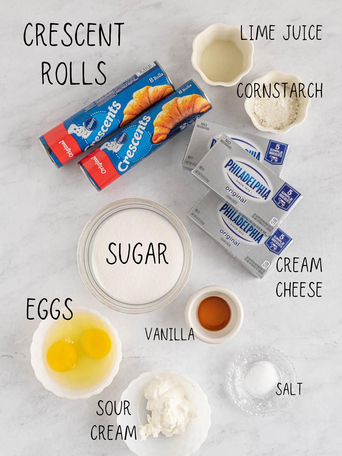 ingredients for sopapilla cheesecake bars