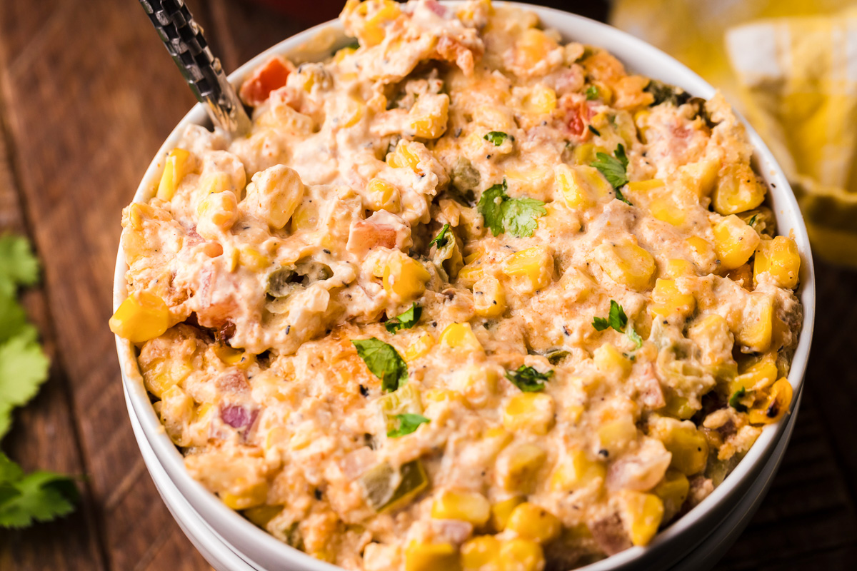 bowl of Mexican corn casserole