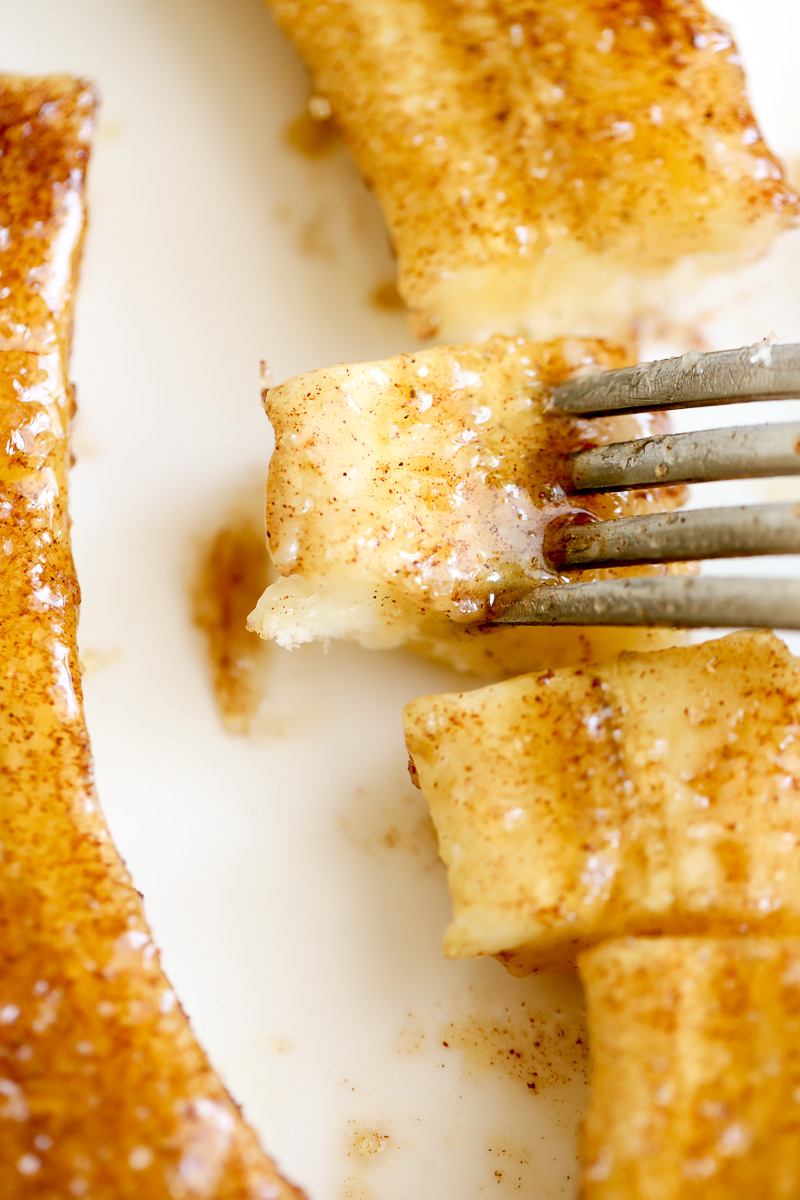 close up of air fryer banana 