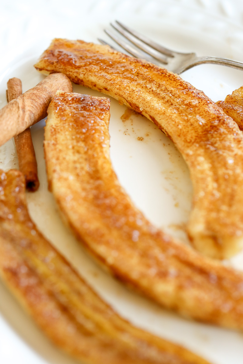 air fryer banana with brown sugar on top