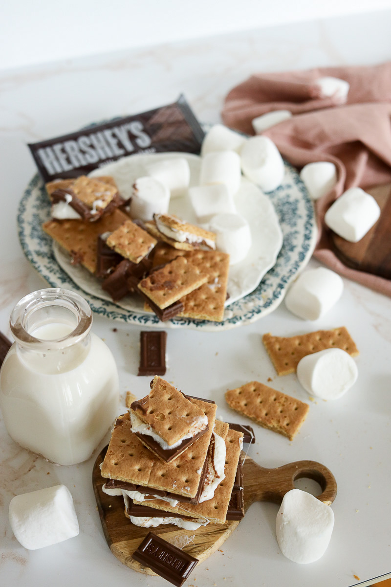 chocolate and s'mores scattered about