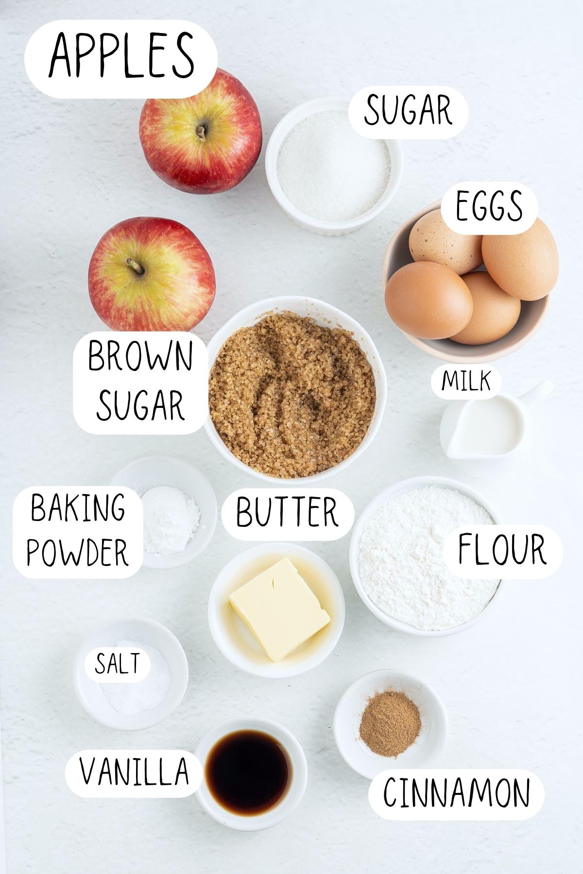 ingredients for Dutch Apple Cake