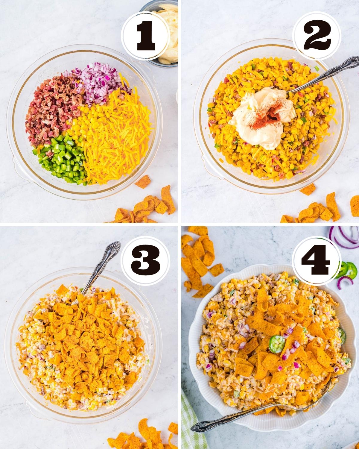 steps for making Frito corn salad