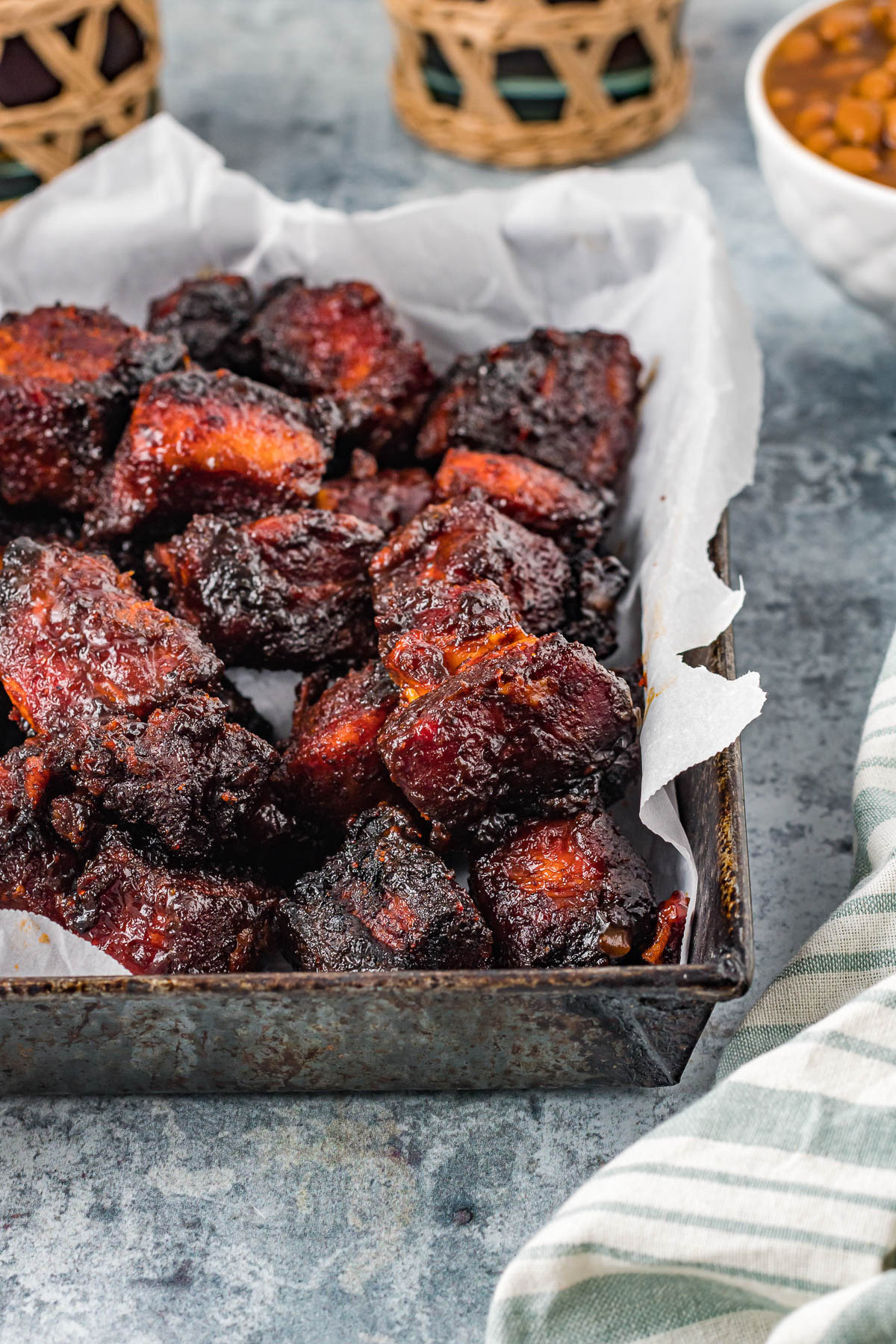 BBQ burnt ends in a pan